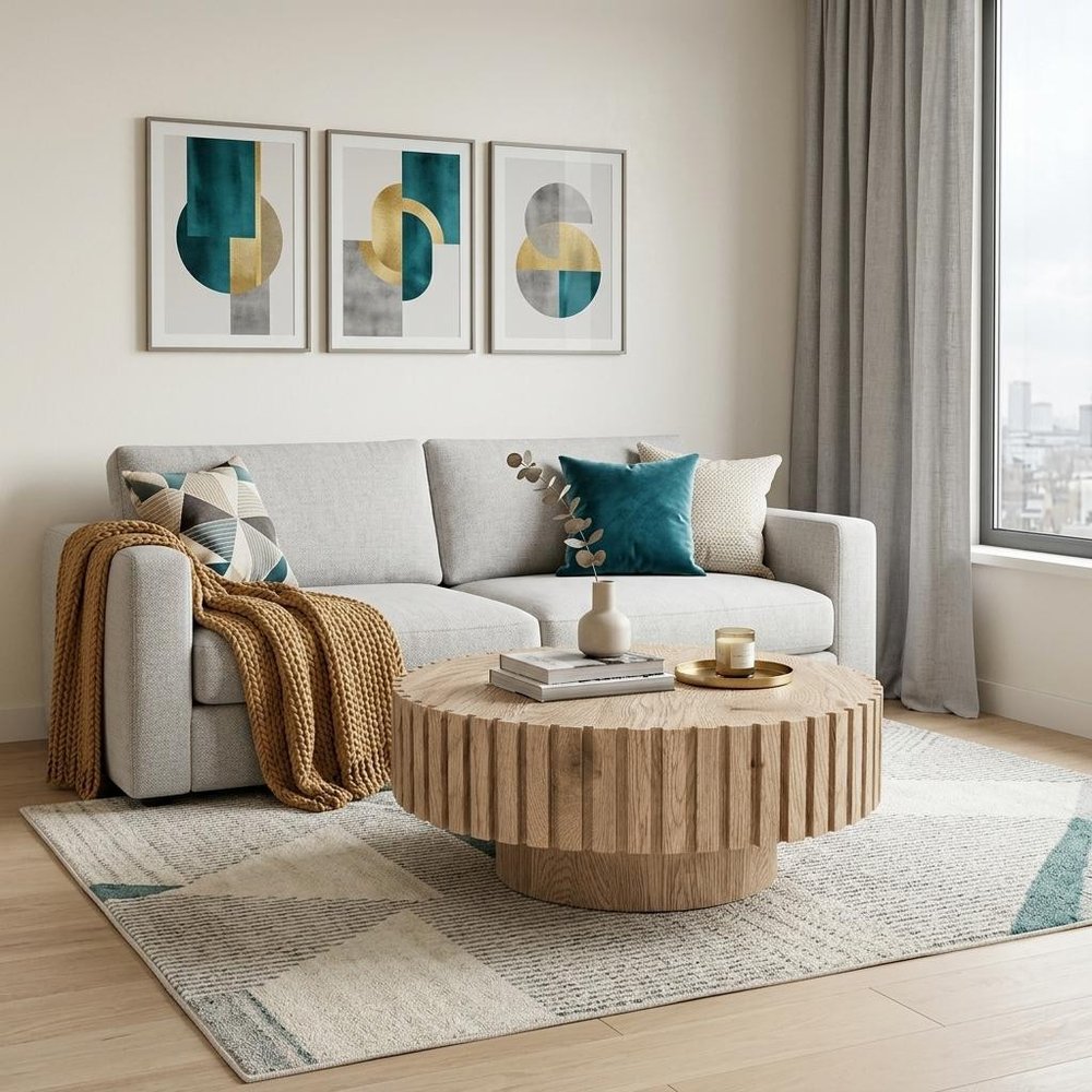 32" Natural Round Pedestal Coffee Table