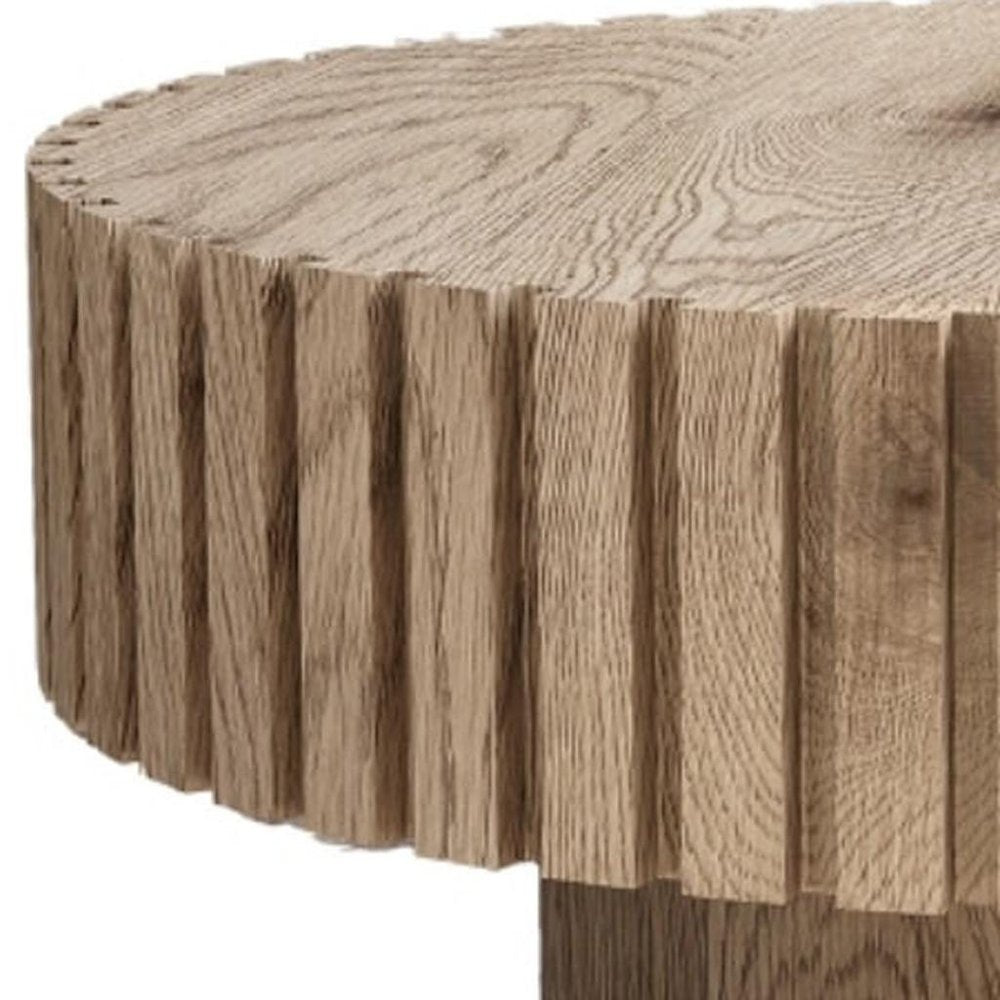 32" Natural Round Pedestal Coffee Table