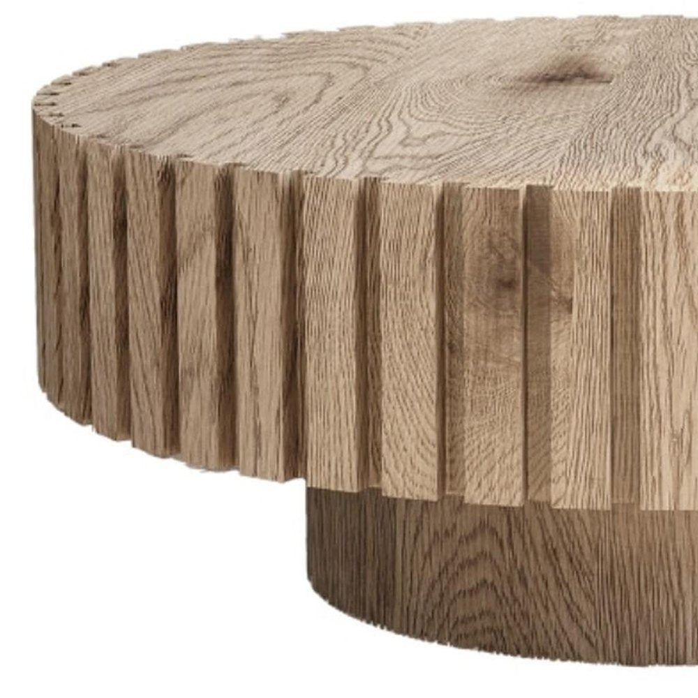 32" Natural Round Pedestal Coffee Table