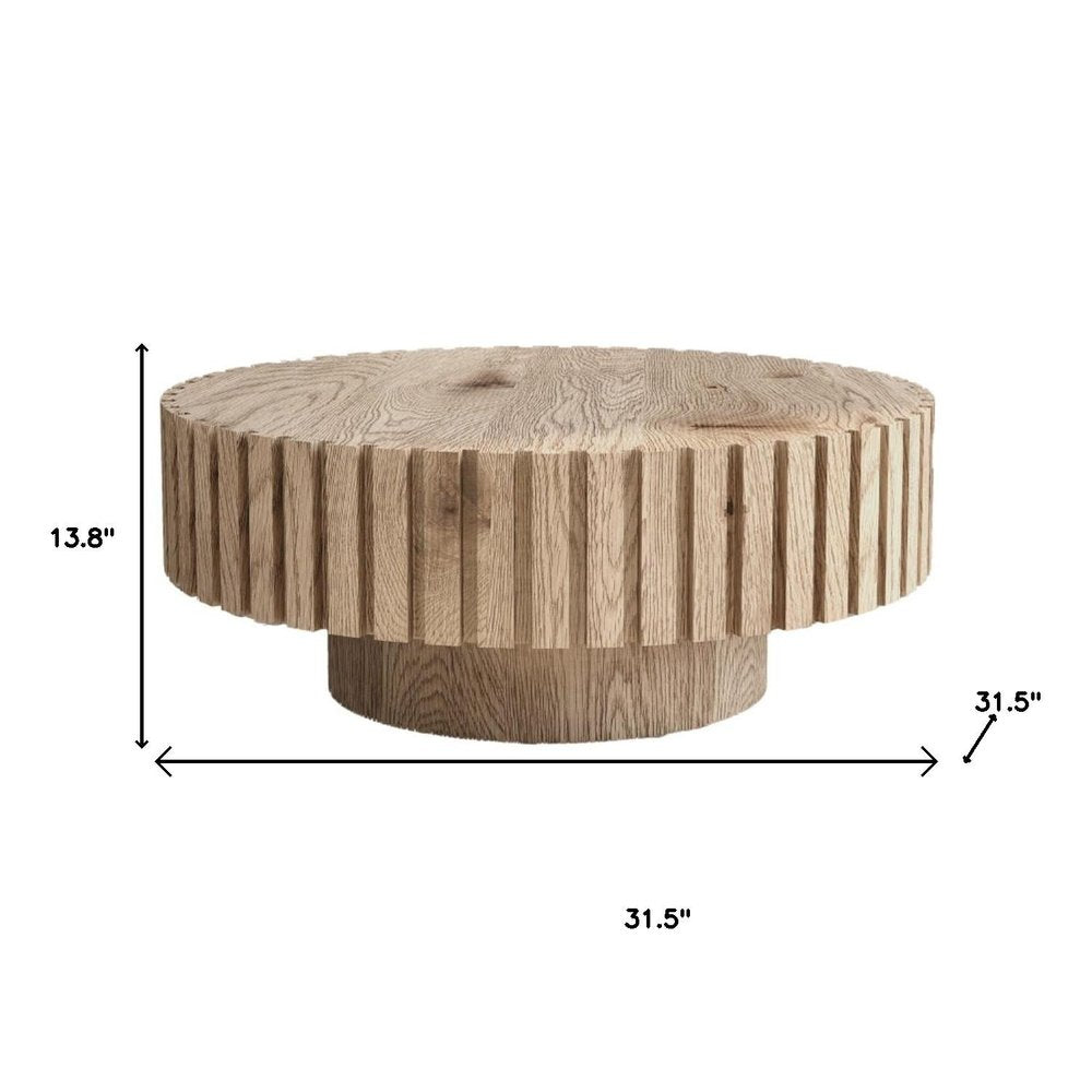 32" Natural Round Pedestal Coffee Table