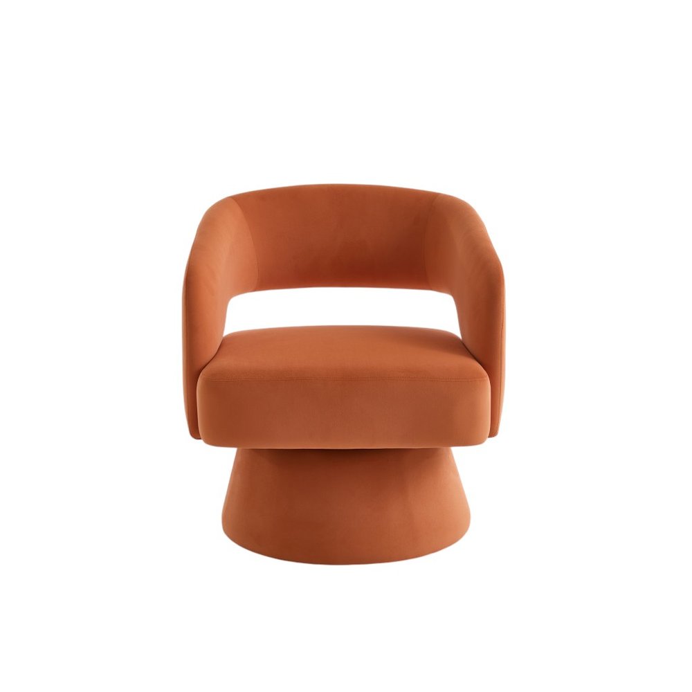 27" Velvet Swivel Open Barrel Dining Chair