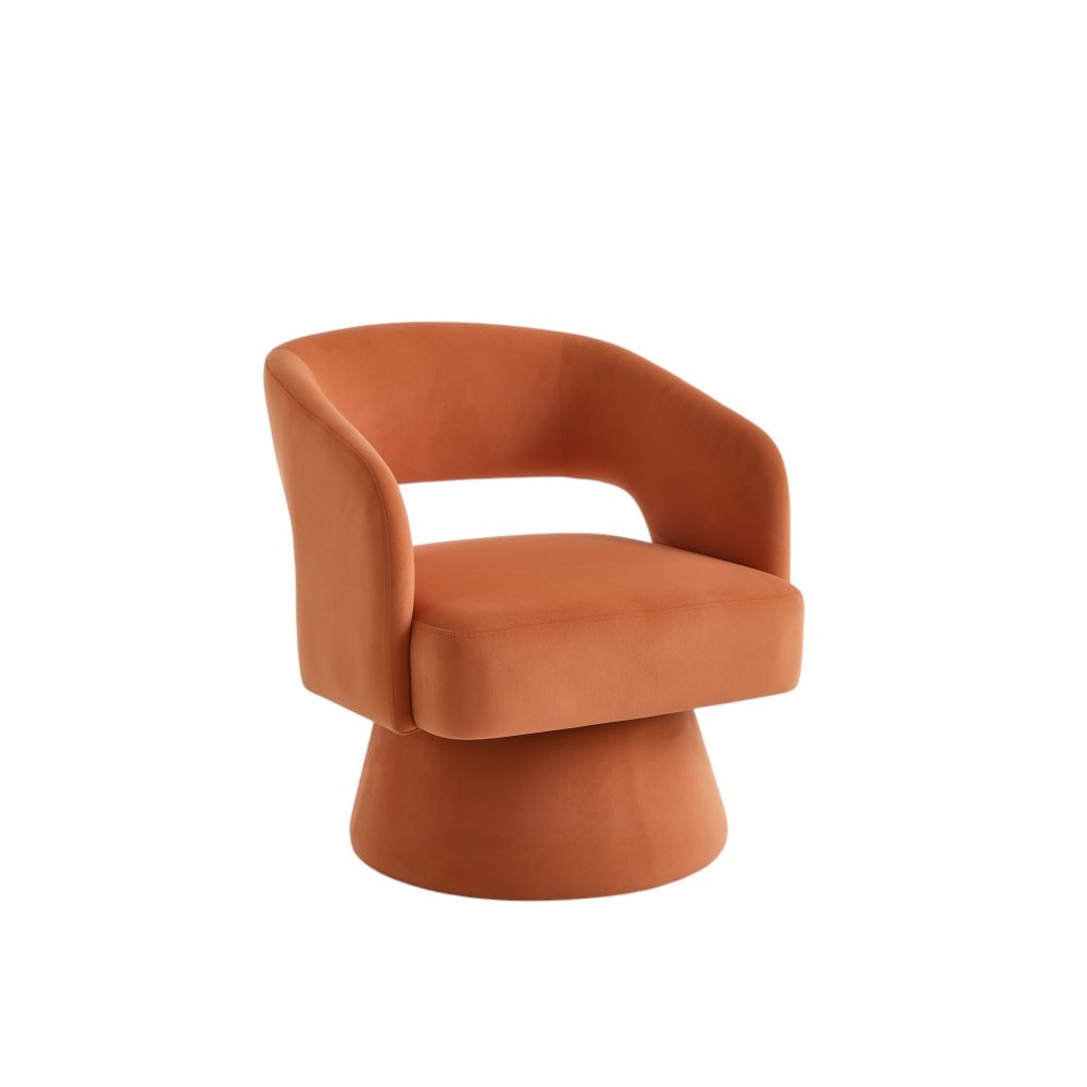 27" Velvet Swivel Open Barrel Dining Chair