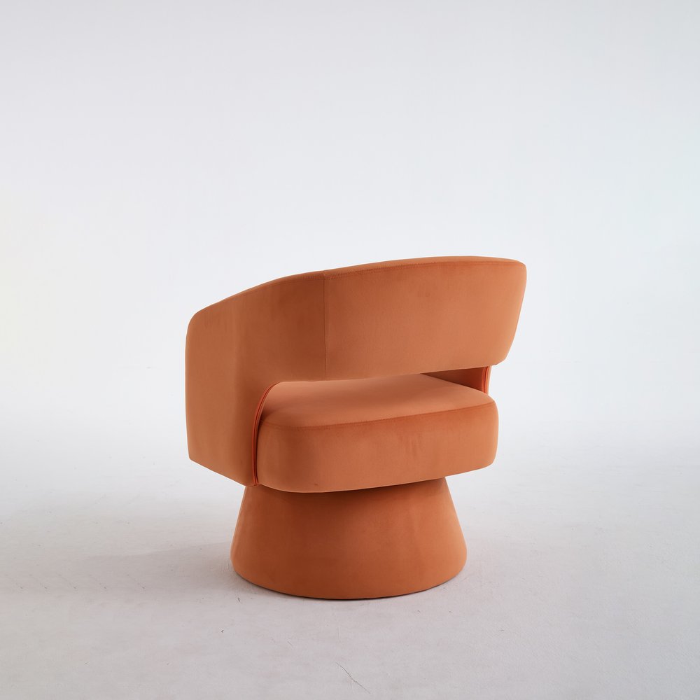 27" Velvet Swivel Open Barrel Dining Chair