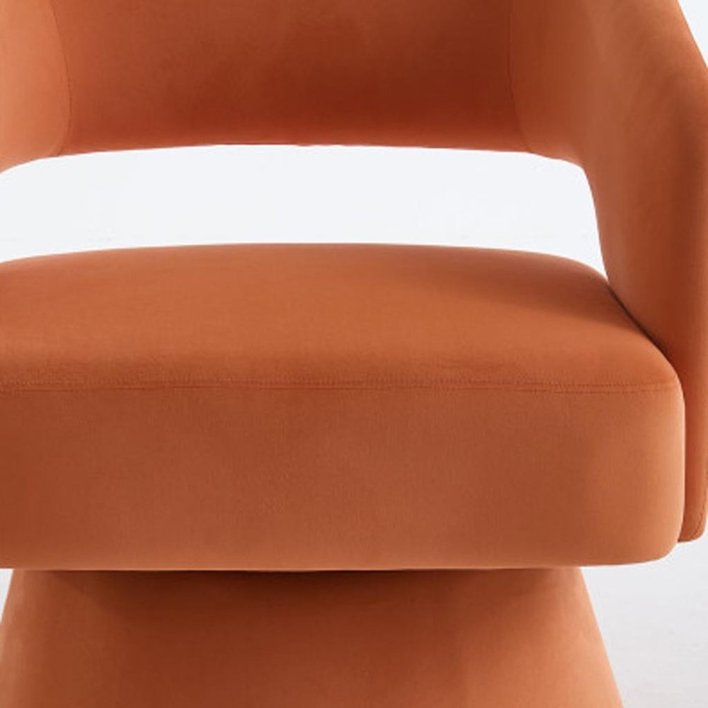 27" Velvet Swivel Open Barrel Dining Chair