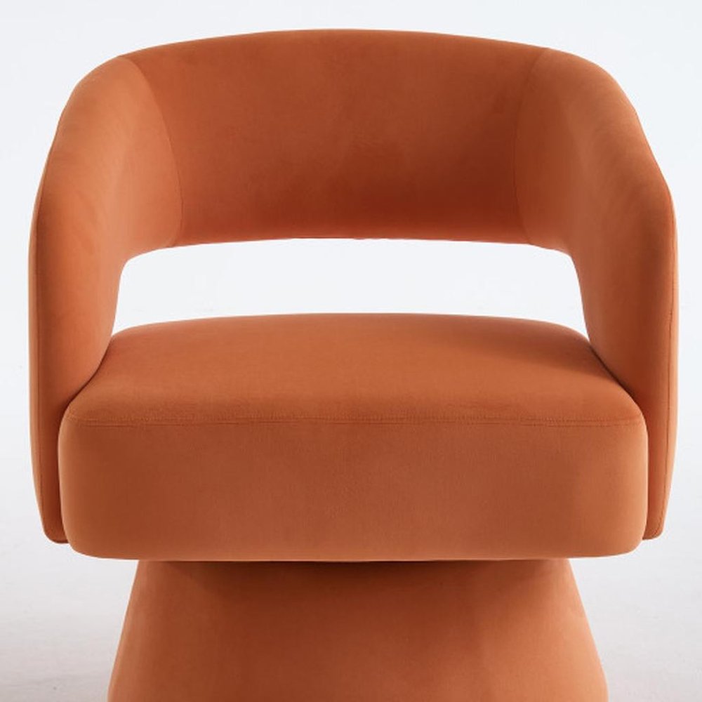 27" Velvet Swivel Open Barrel Dining Chair