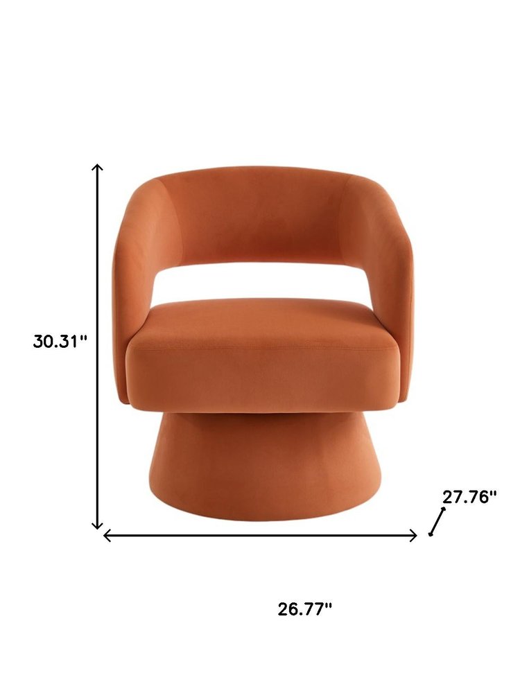 27" Velvet Swivel Open Barrel Dining Chair
