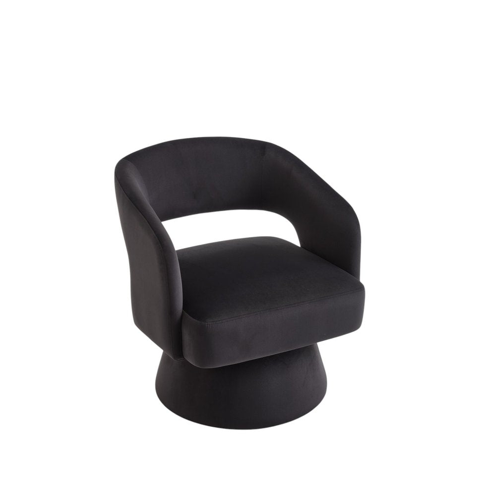 27" Velvet Swivel Open Barrel Dining Chair