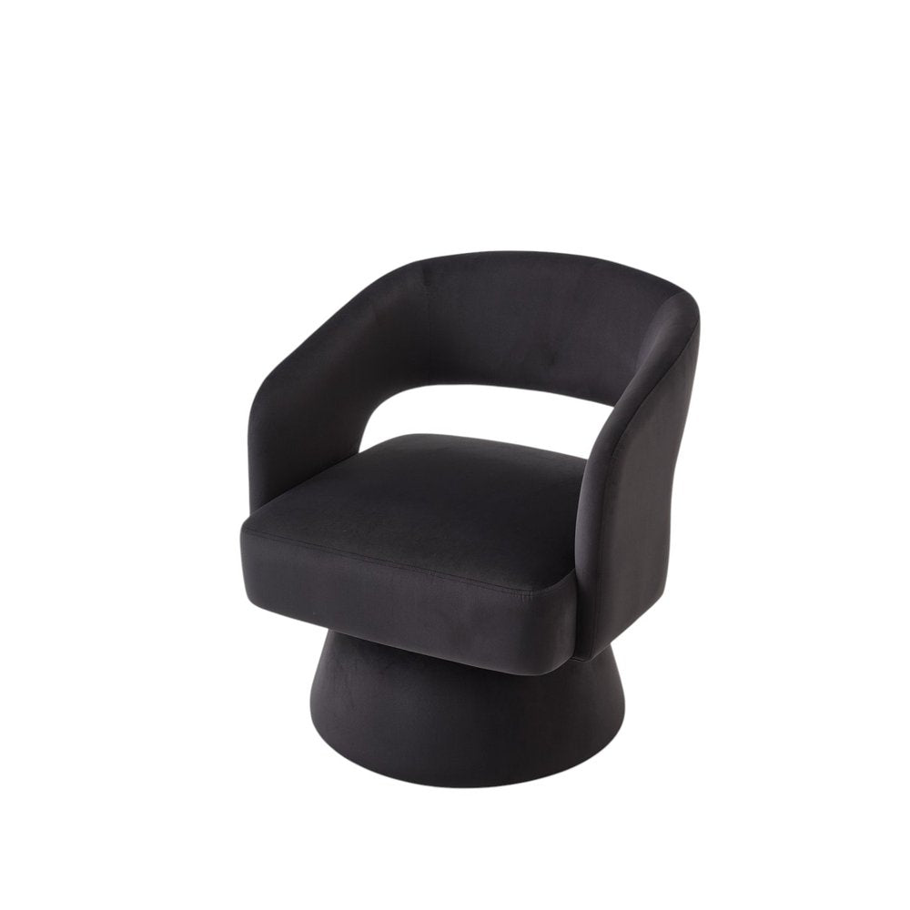 27" Velvet Swivel Open Barrel Dining Chair
