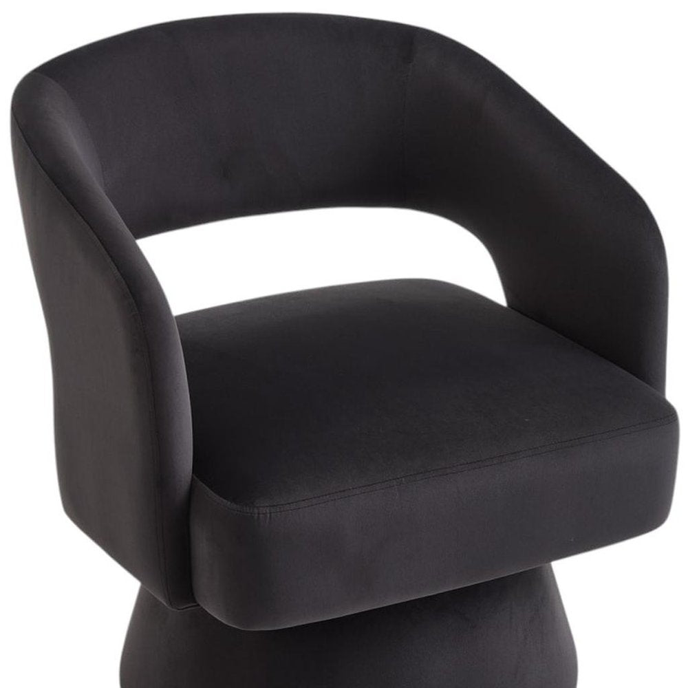 27" Velvet Swivel Open Barrel Dining Chair