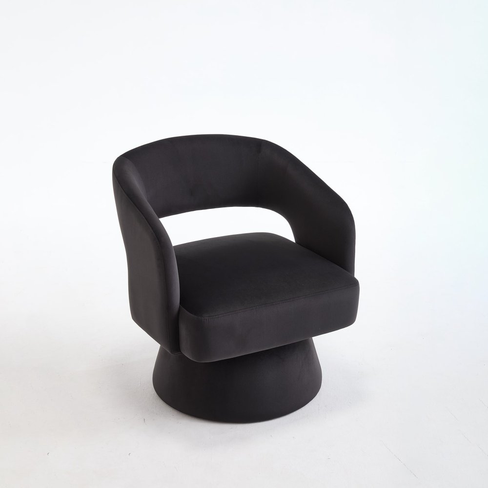 27" Velvet Swivel Open Barrel Dining Chair
