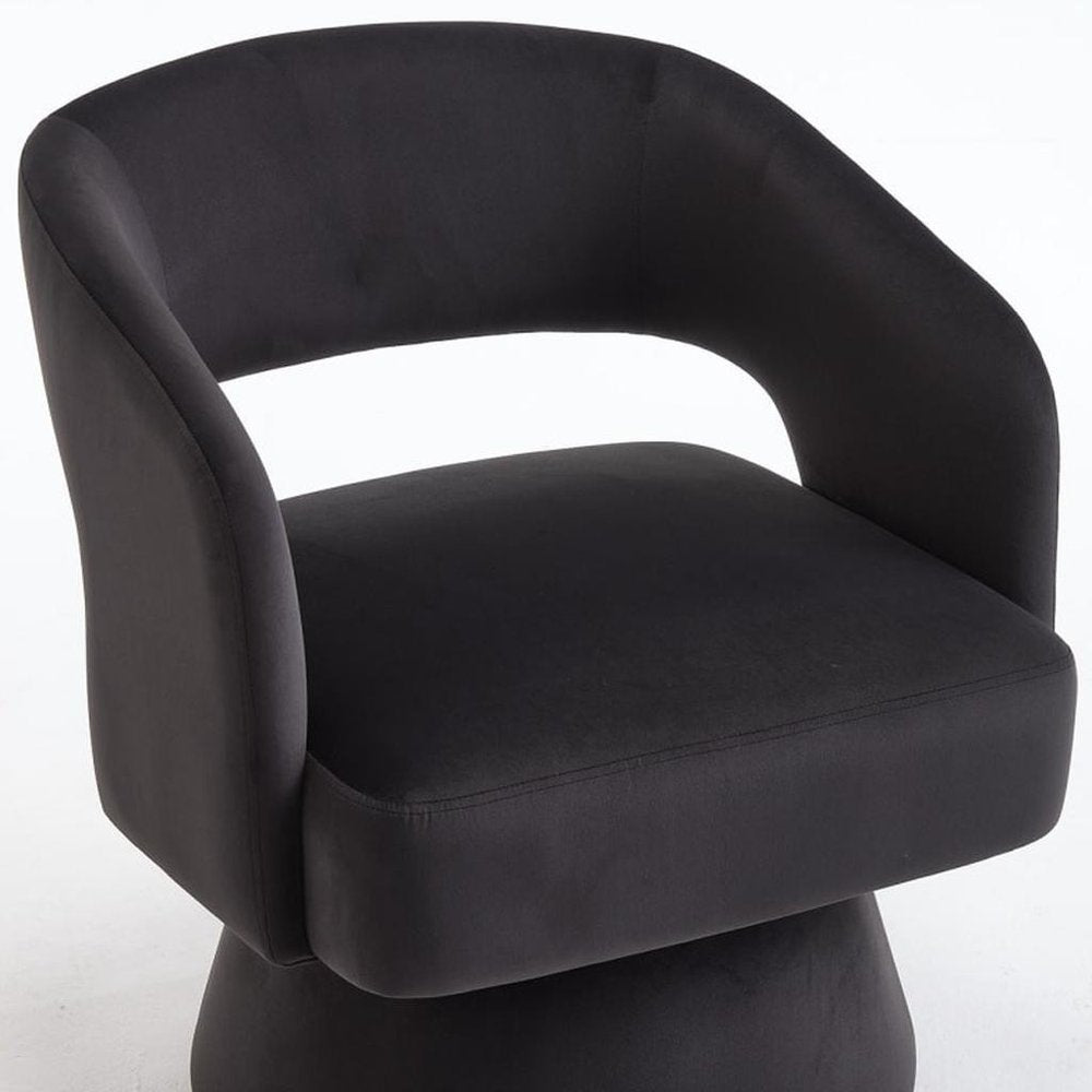 27" Velvet Swivel Open Barrel Dining Chair