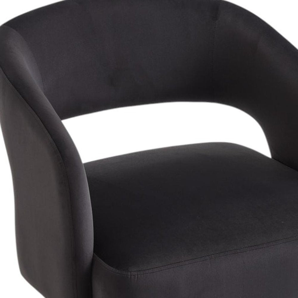 27" Velvet Swivel Open Barrel Dining Chair