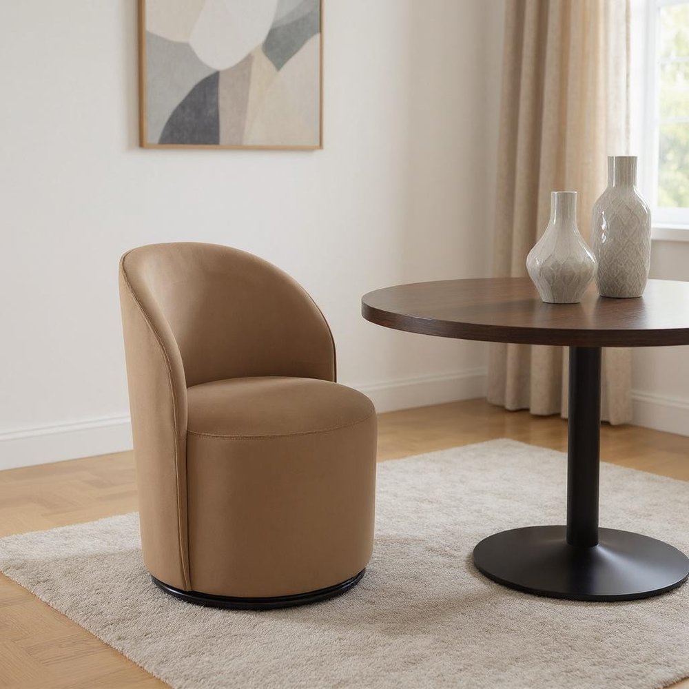 21" Velvet Curved Swivel Dining Chair