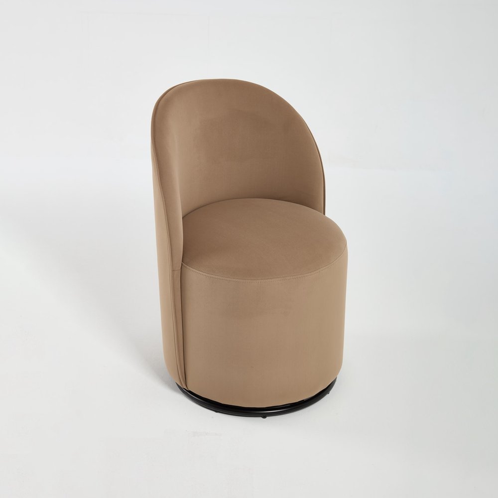 21" Velvet Curved Swivel Dining Chair