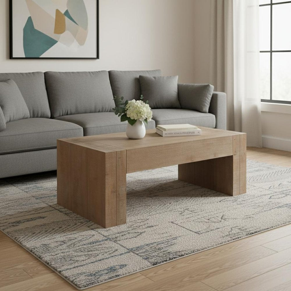 49" Natural Wood Rectangular Coffee Table