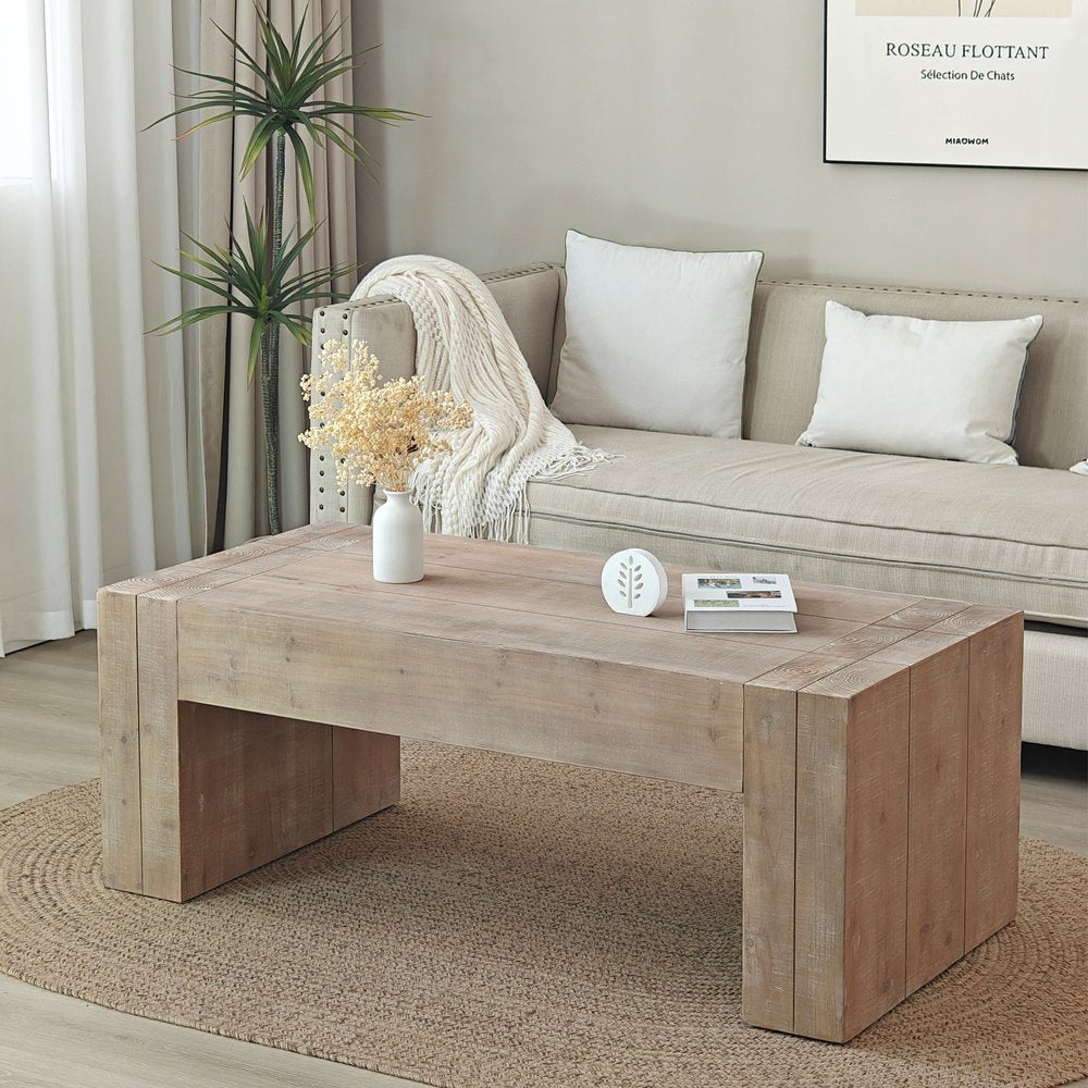 49" Natural Wood Rectangular Coffee Table