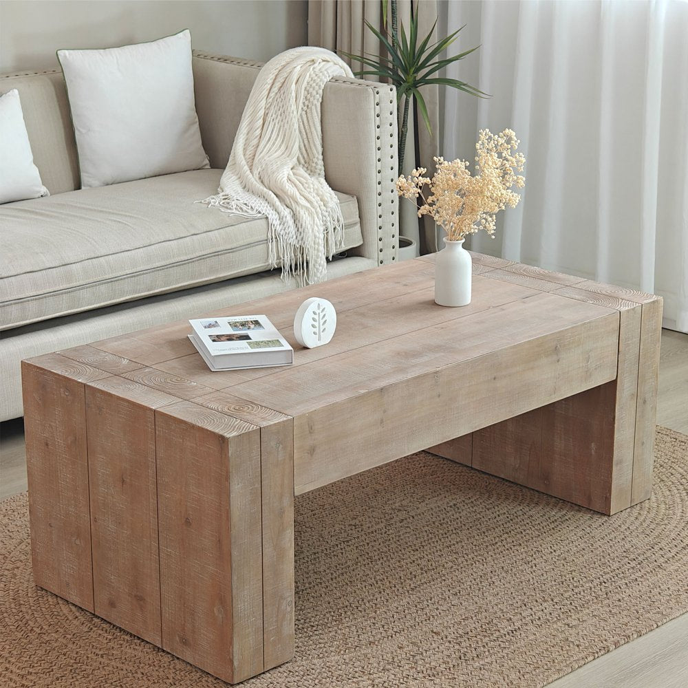 49" Natural Wood Rectangular Coffee Table