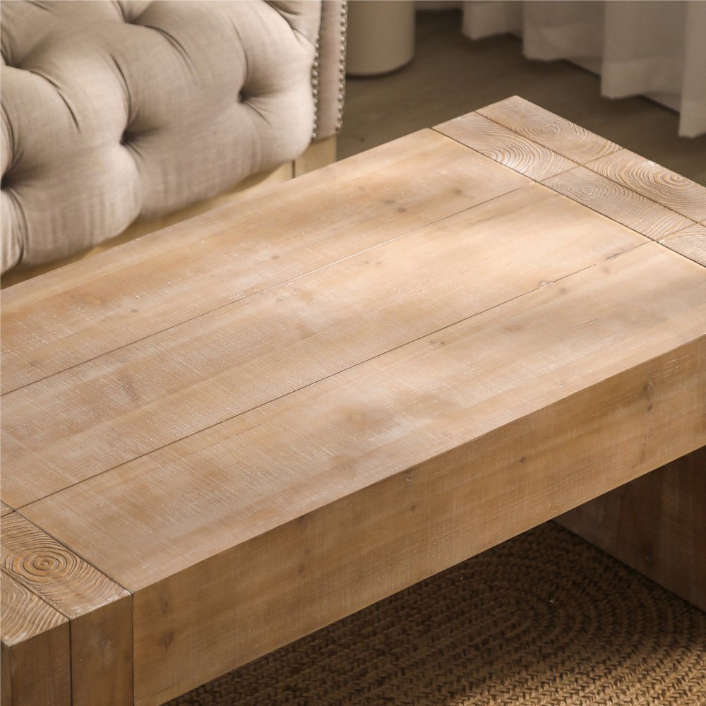 49" Natural Wood Rectangular Coffee Table