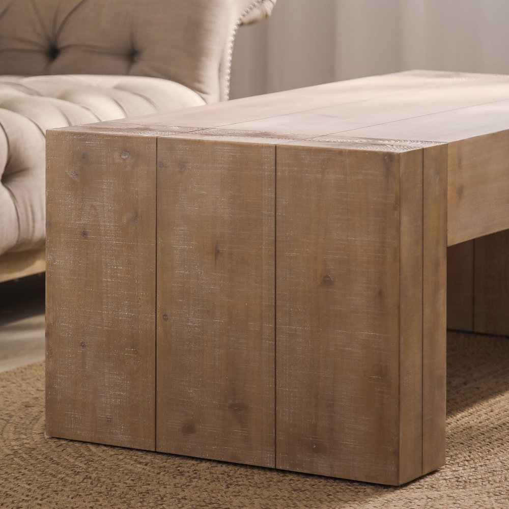 49" Natural Wood Rectangular Coffee Table