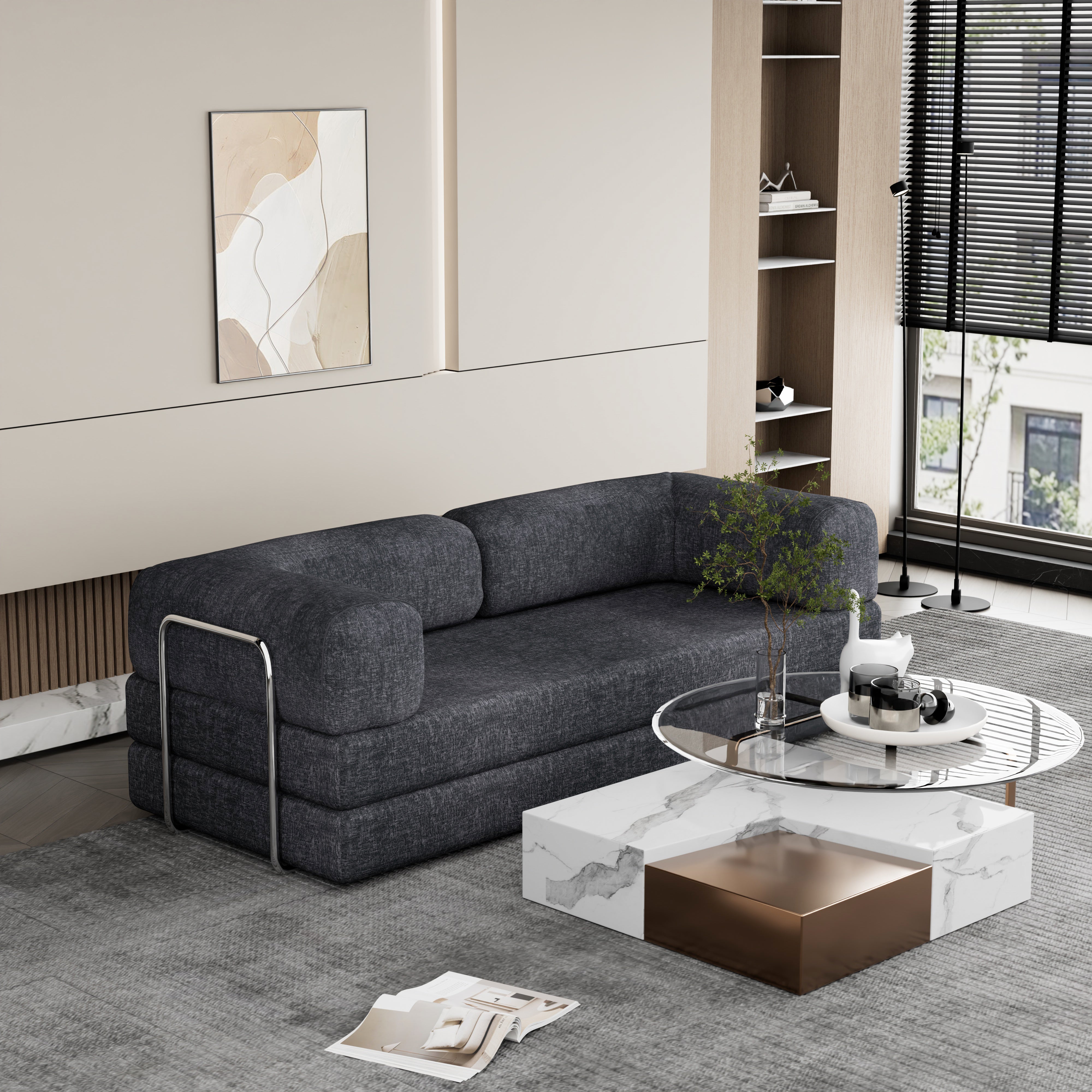 82" Chenille Modular Sofa