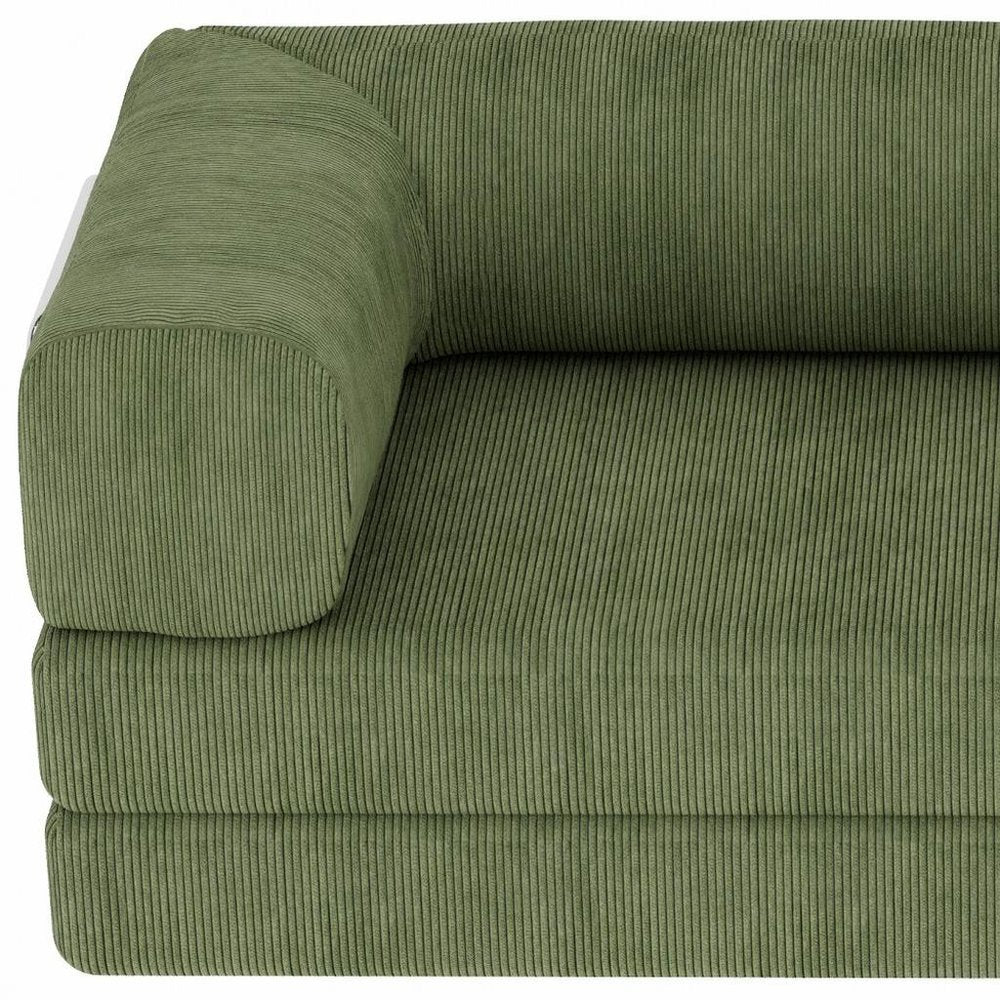 82" Green Corduroy Modular Sleeper Sofa