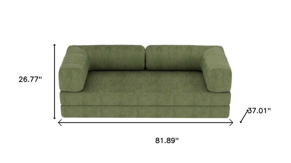 82" Green Corduroy Modular Sleeper Sofa