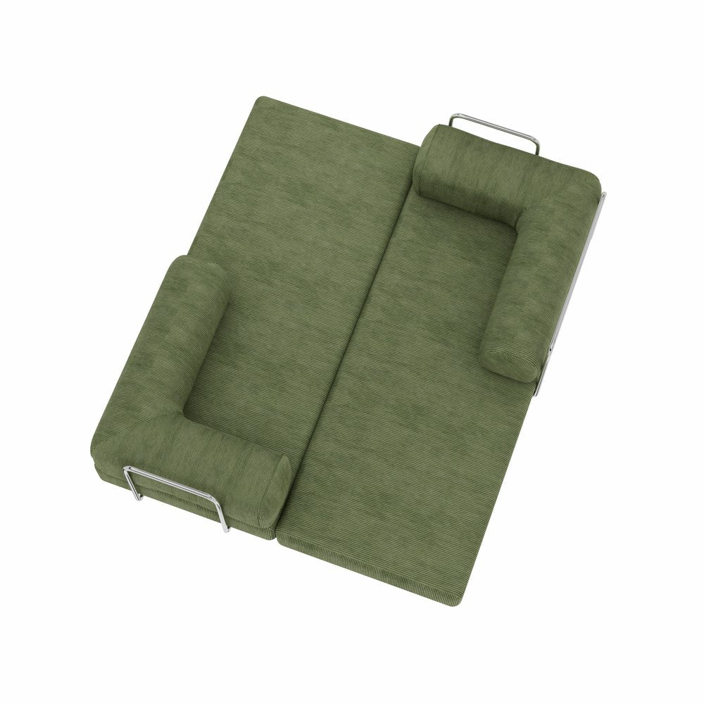 82" Green Corduroy Modular Sleeper Sofa