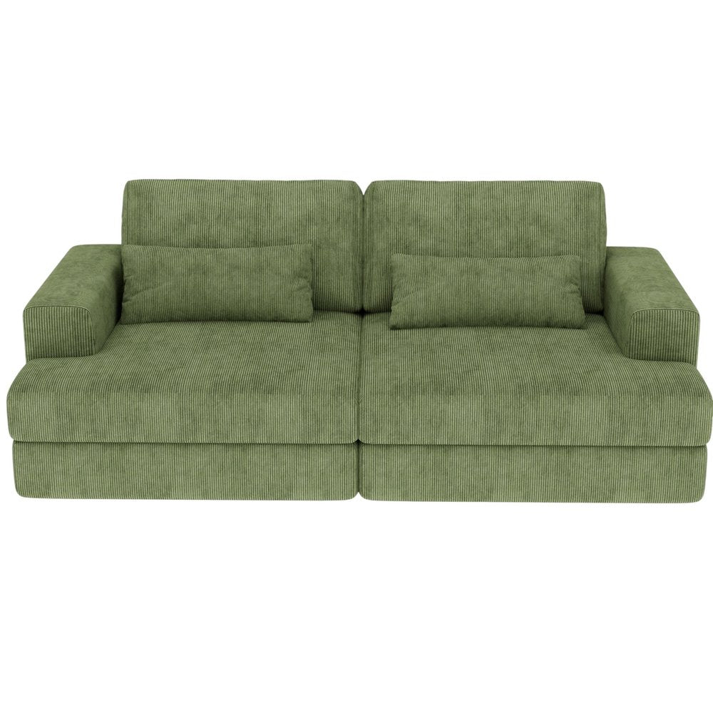 93" Green Corduroy Sleeper Sofa