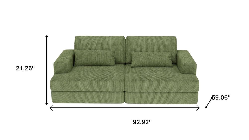 93" Green Corduroy Sleeper Sofa