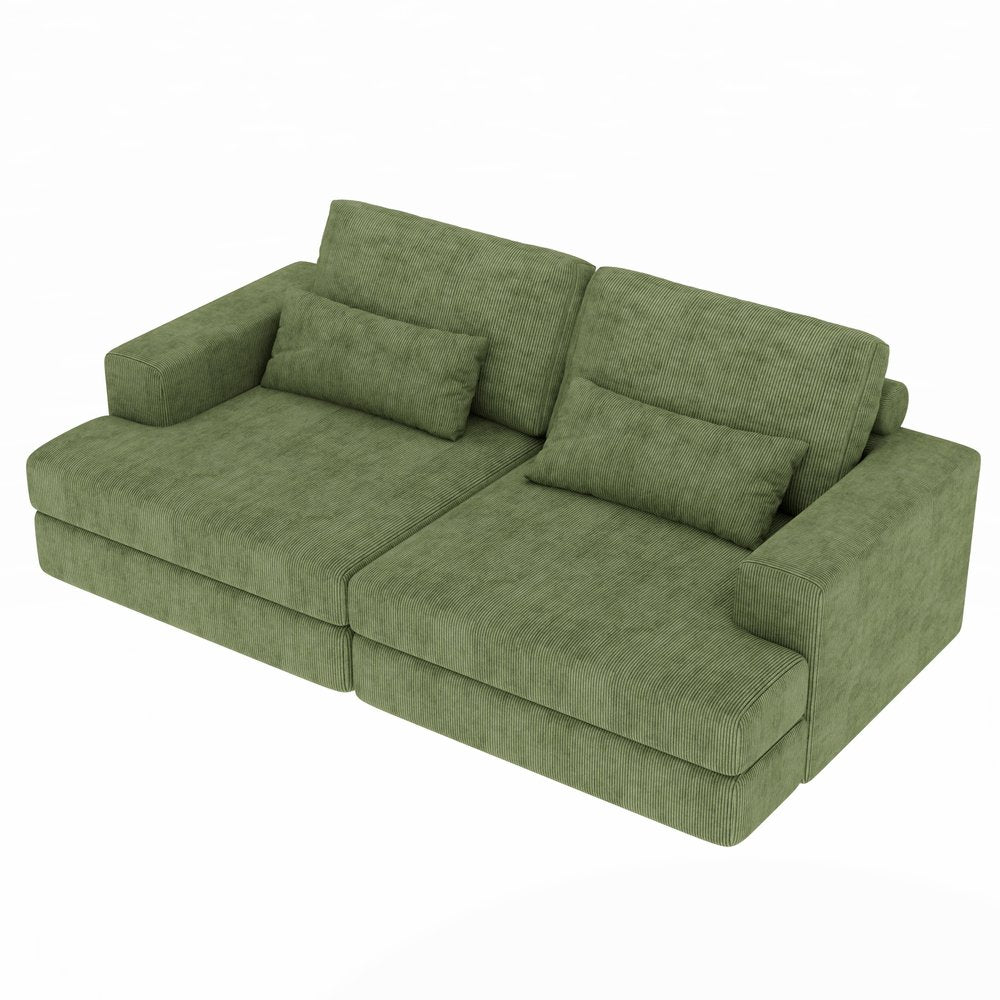 93" Green Corduroy Sleeper Sofa