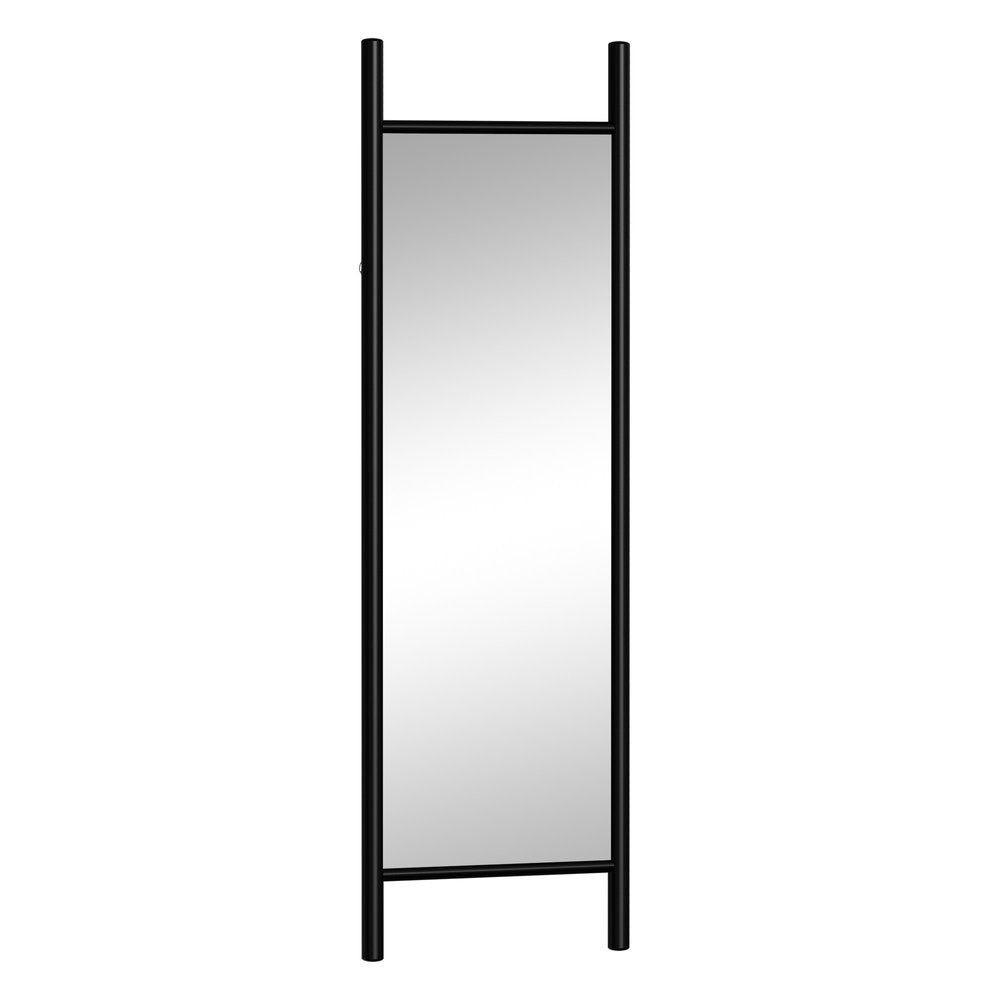 64" Black Wood Ladder Mirror