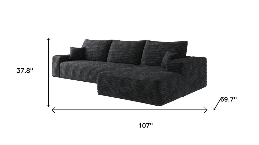 107" Corduroy Compression Foam U-Shape Sectional with Pillows