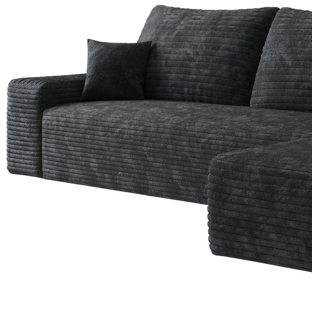 107" Corduroy Compression Foam U-Shape Sectional with Pillows