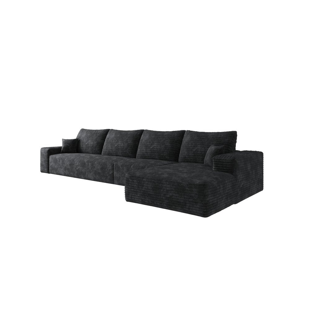 LAF/RAF 135" Corduroy Compression Foam L-Shape Sectional with Pillows