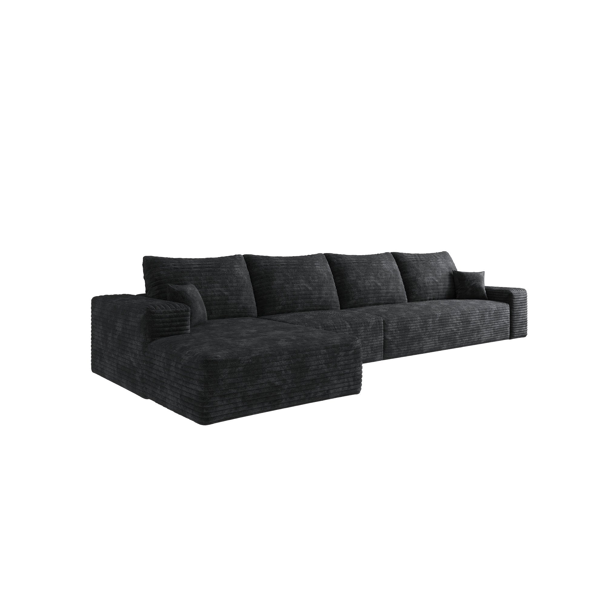 LAF/RAF 135" Corduroy Compression Foam L-Shape Sectional with Pillows