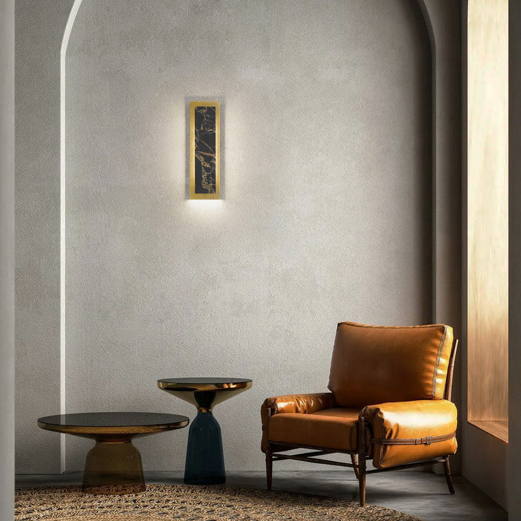 18" Black and Gold Slab Wall Light