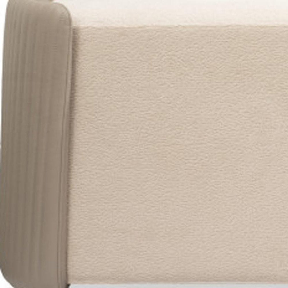 58" Taupe and Brown Bouclé Modern Bench
