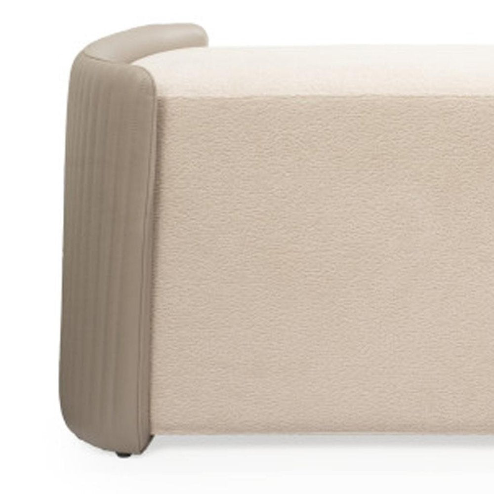 58" Taupe and Brown Bouclé Modern Bench