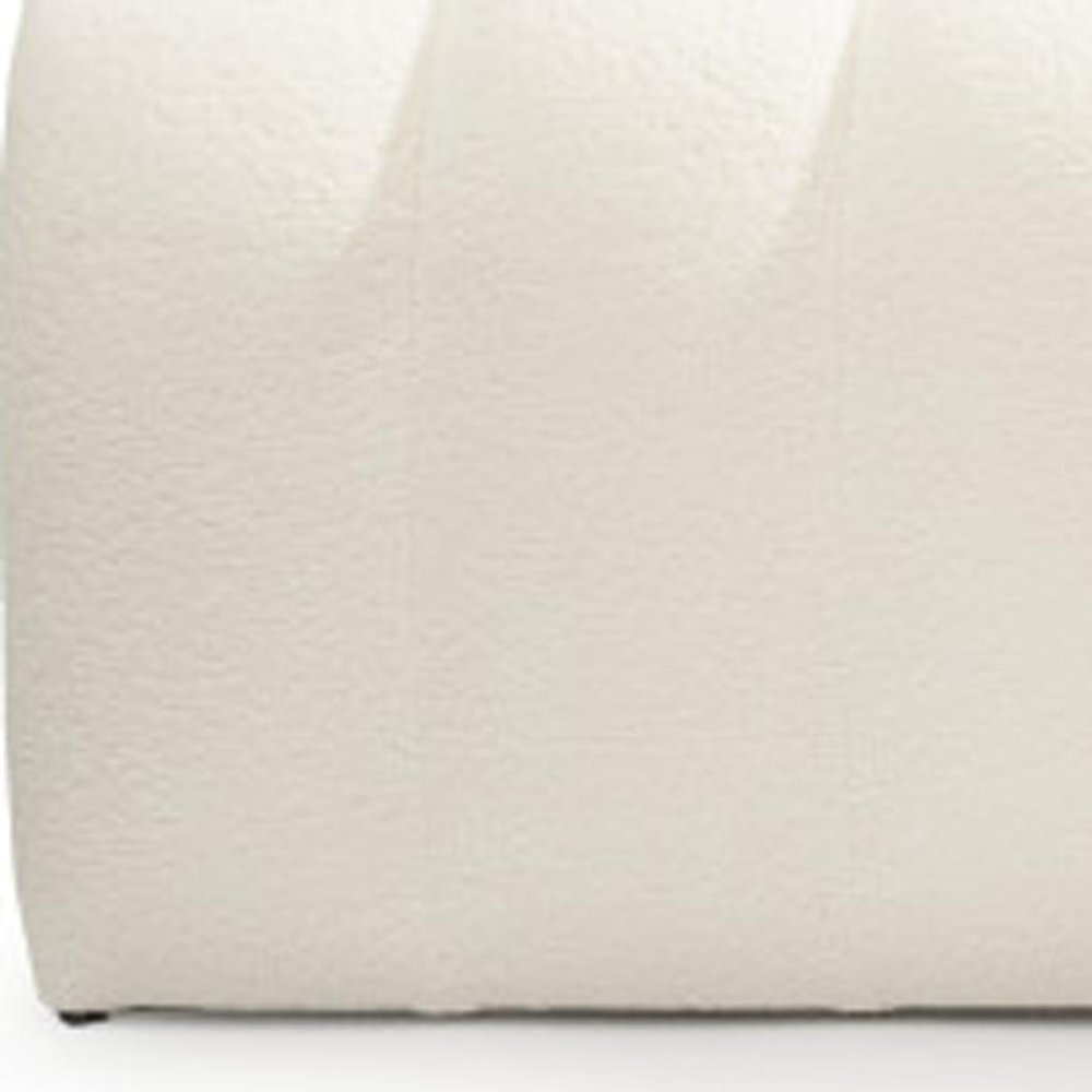59" White Bouclé Channel Tufted Bench
