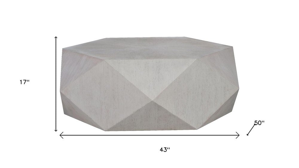 50" Wood Hexagon Block Coffee Table