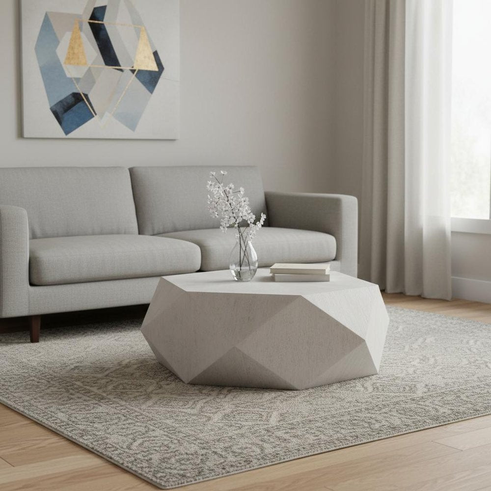 50" Wood Hexagon Block Coffee Table