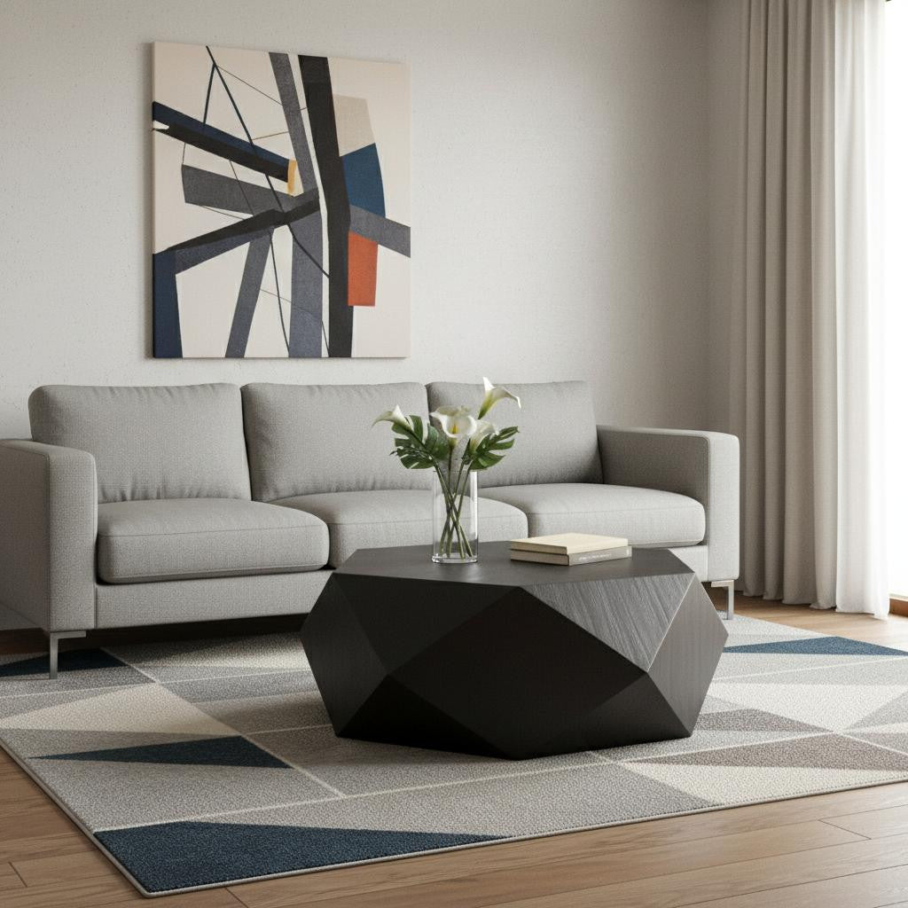 50" Wood Hexagon Block Coffee Table