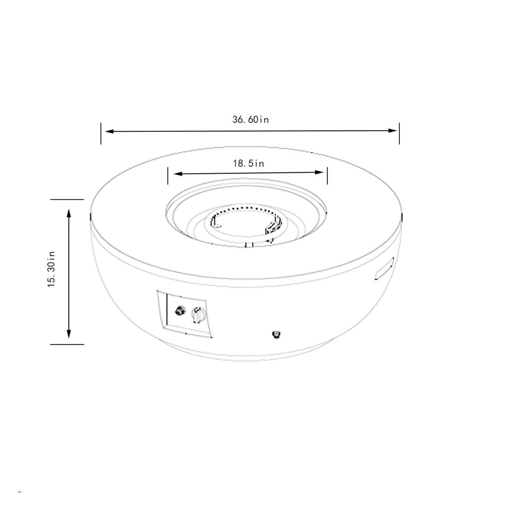 50000 BTU 36" Gray Bowl Propane Fire Pit