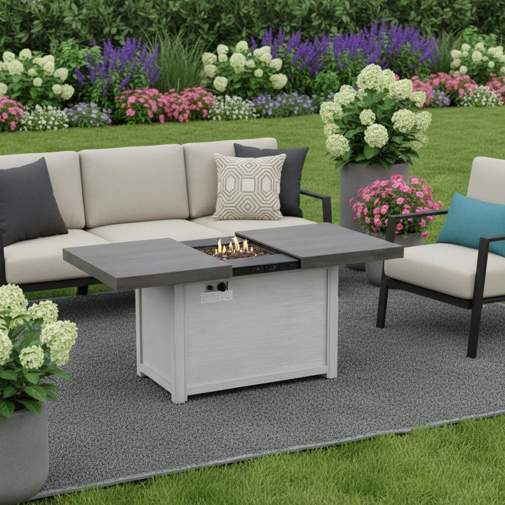 50000 BTU 60" Gray Extendable Top Propane Fire Pit