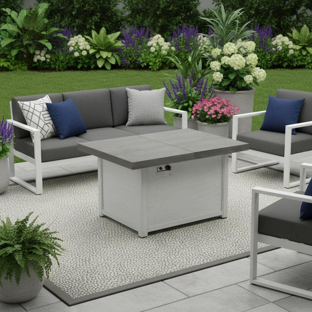 50000 BTU 60" Gray Extendable Top Propane Fire Pit