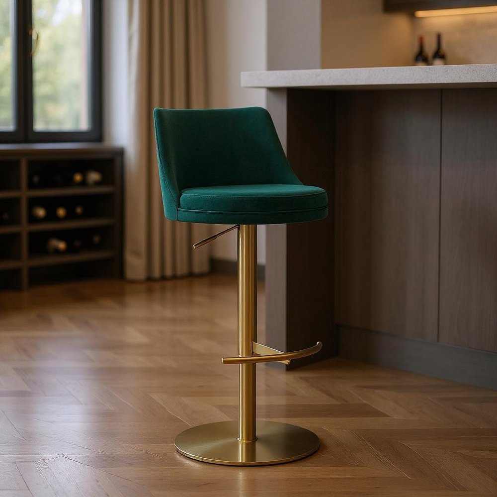 17" Modern Velvet Wingback Bar Chair