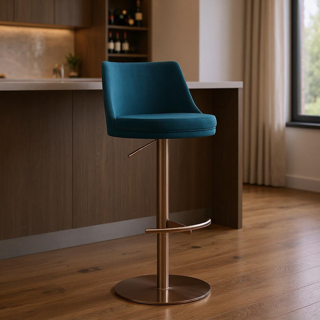 17" Modern Velvet Wingback Bar Chair