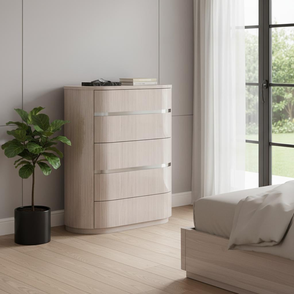 47" Beige Four Glide Drawer Verical Dresser