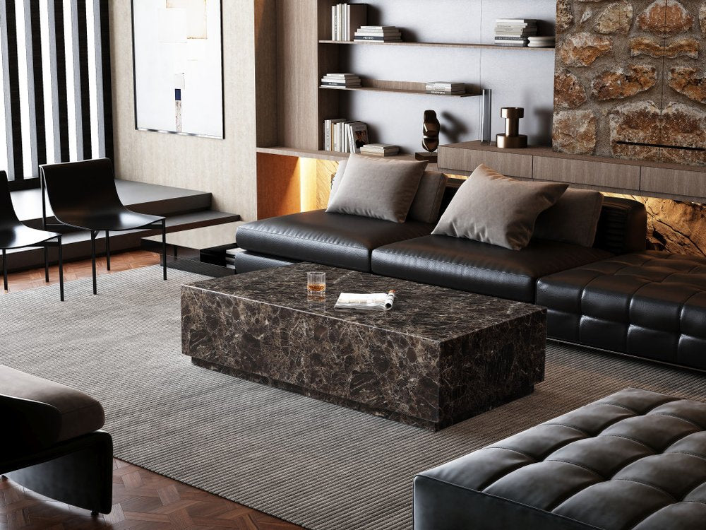 55" Pedestal Marble Coffee Table