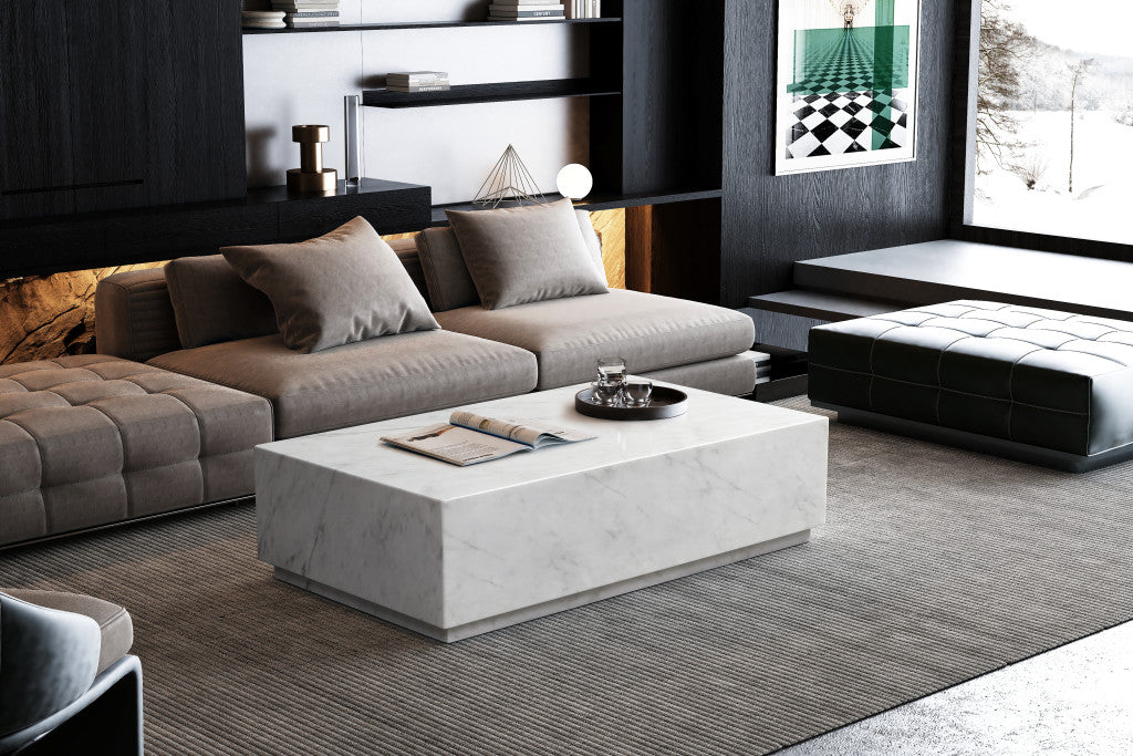 55" Pedestal Marble Coffee Table